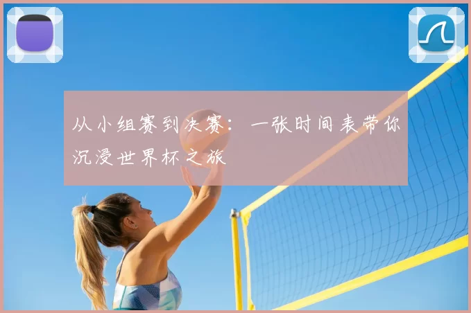 从小组赛到决赛：一张时间表带你沉浸世界杯之旅